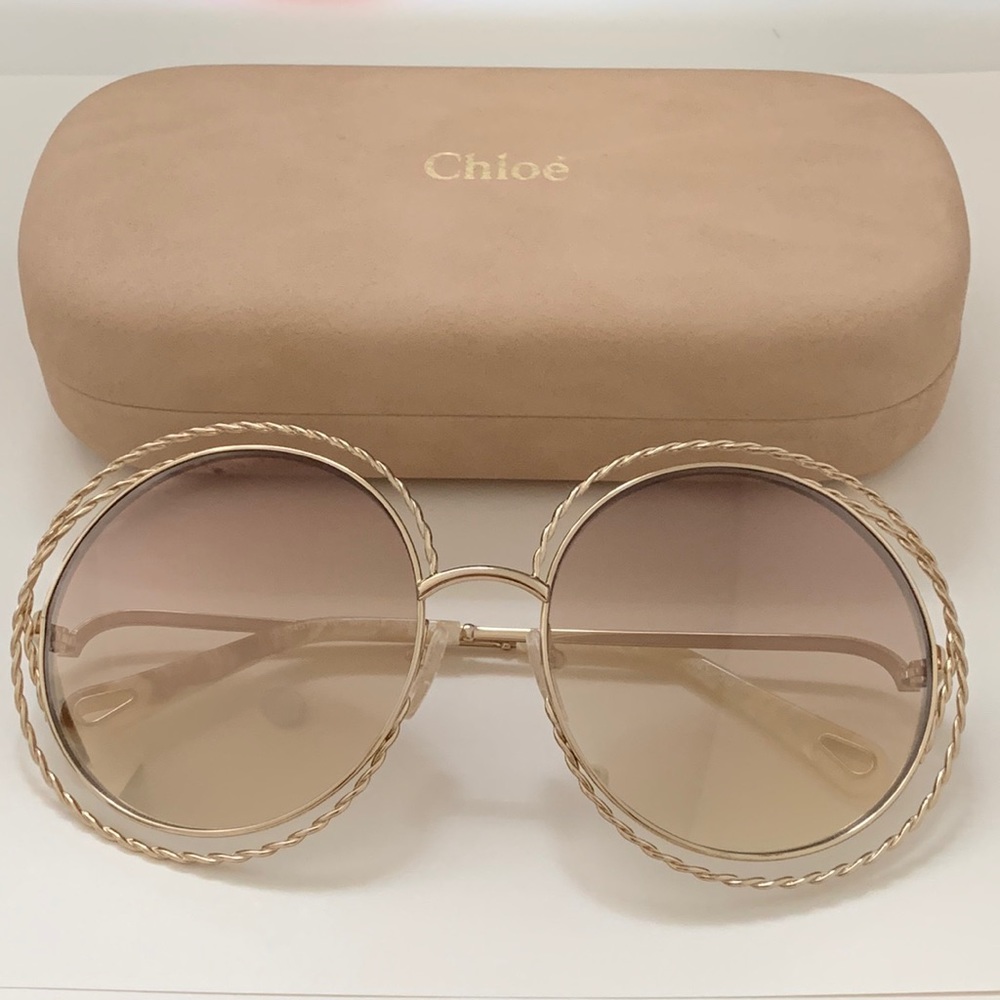 Chloé CE114ST 724 Gold Carlina Round Sunglasses Lens Category 1 Size 58mm